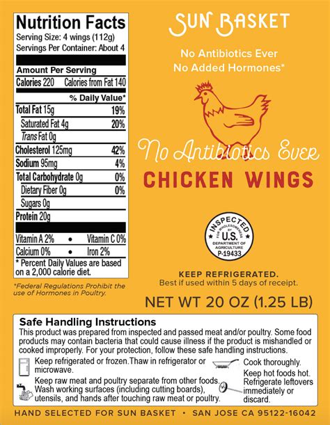 roosters chicken wings nutrition